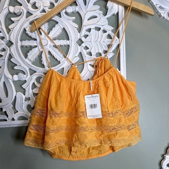 Free People NWT Home Again Tie Back Crop Camisole Cantaloupe Orange  Small - Picture 7 of 8